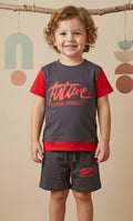 Kids T-Shirt & Shorts Set – Future Print - Grey