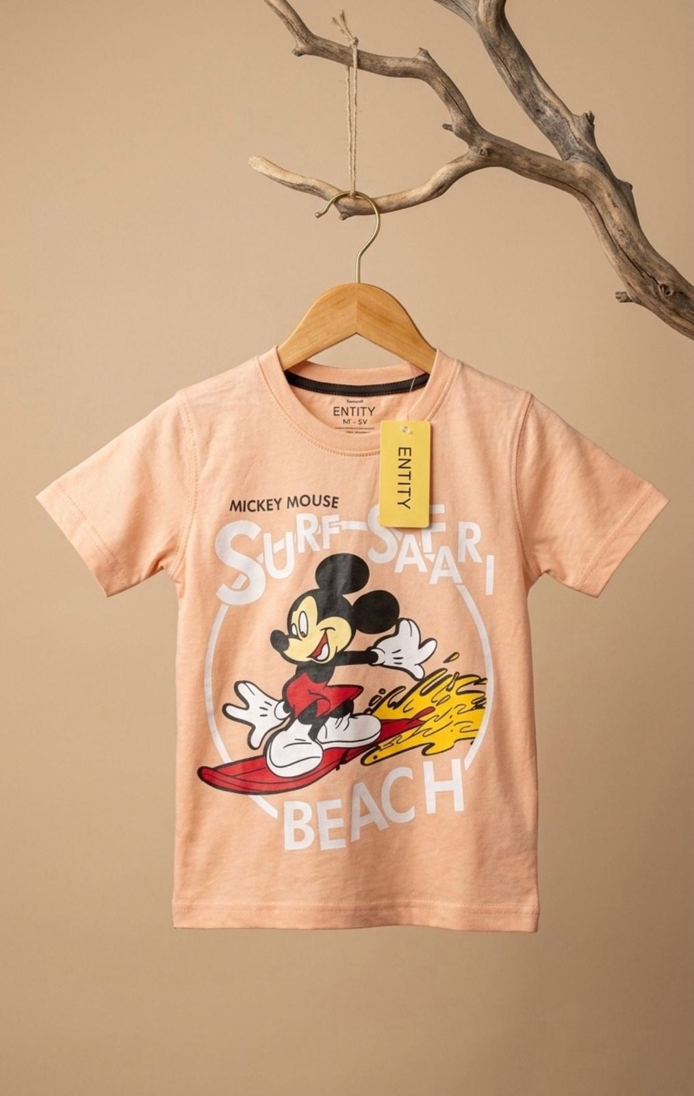 Mickey Mouse Surf Safari Kids T-Shirt – Peach