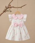 Unicorn Print Baby Girl Dress with Pink Bow