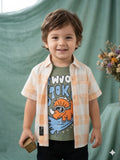 Casual Double Shirt Orange Check | Dino Print