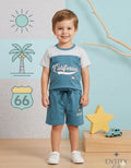Boys California T-Shirt & Shorts Set – Aqua