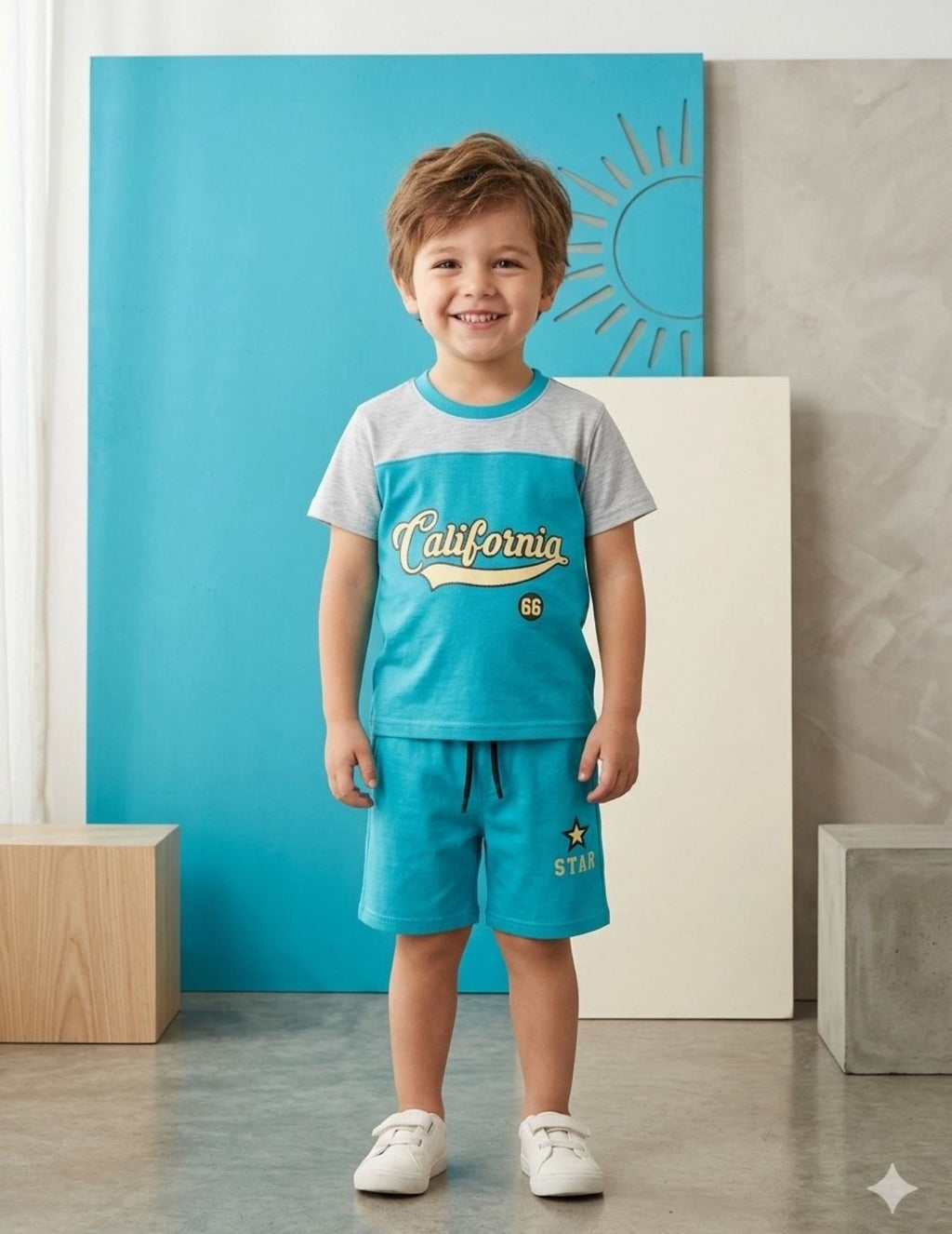 Boys California T-Shirt & Shorts Set – Blue