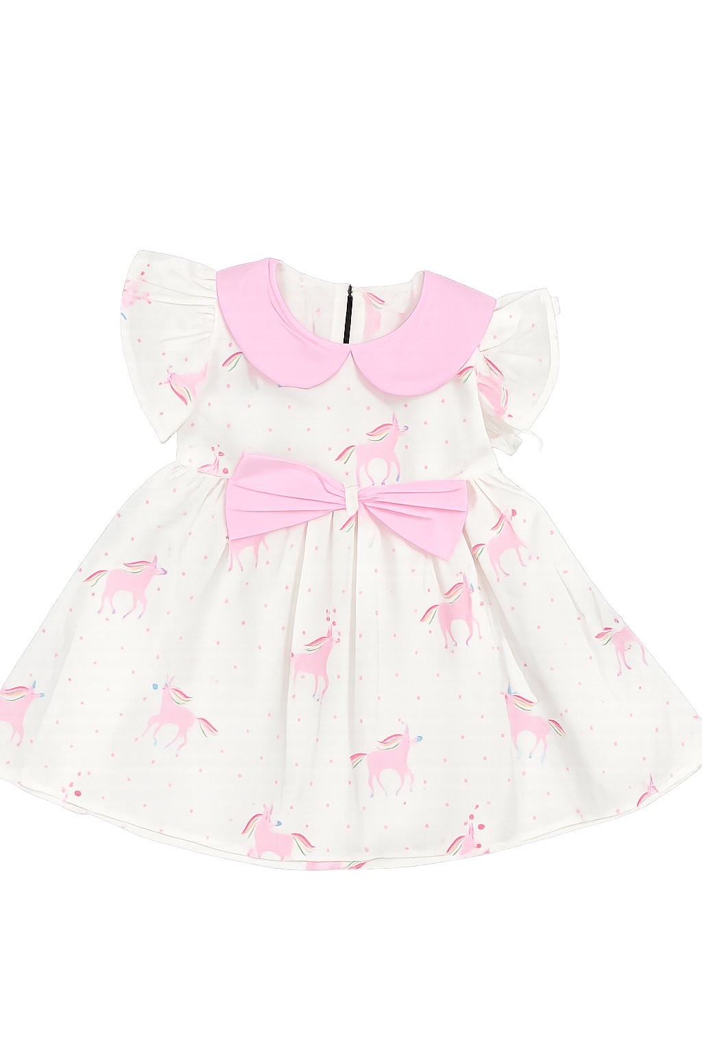 Unicorn Print Baby Girl Dress with Pink Bow – Cute Party & Summer Dress for Kids