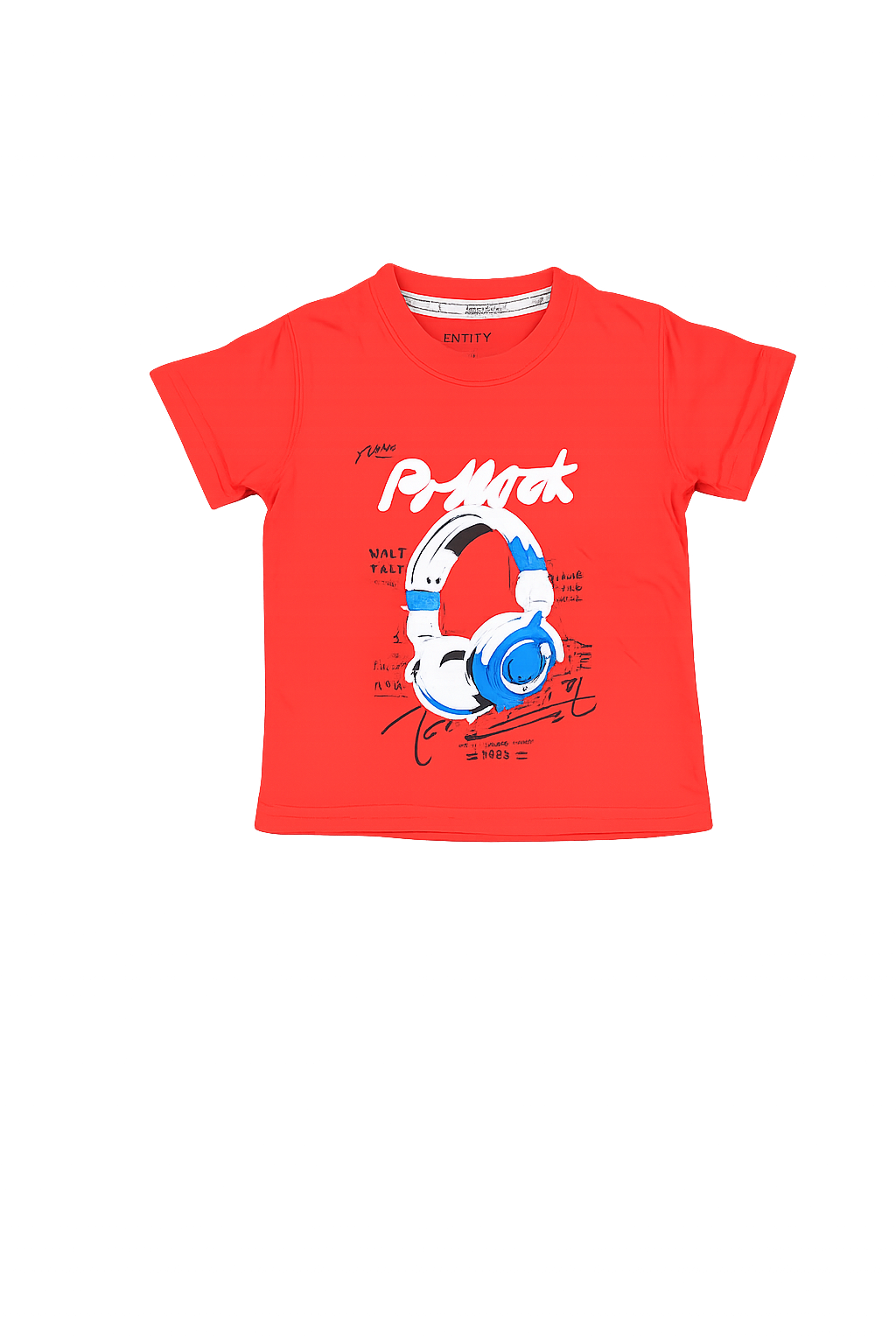 Boys Red T-Shirt & Shorts Set – Headphone Print Kids Summer Outfit