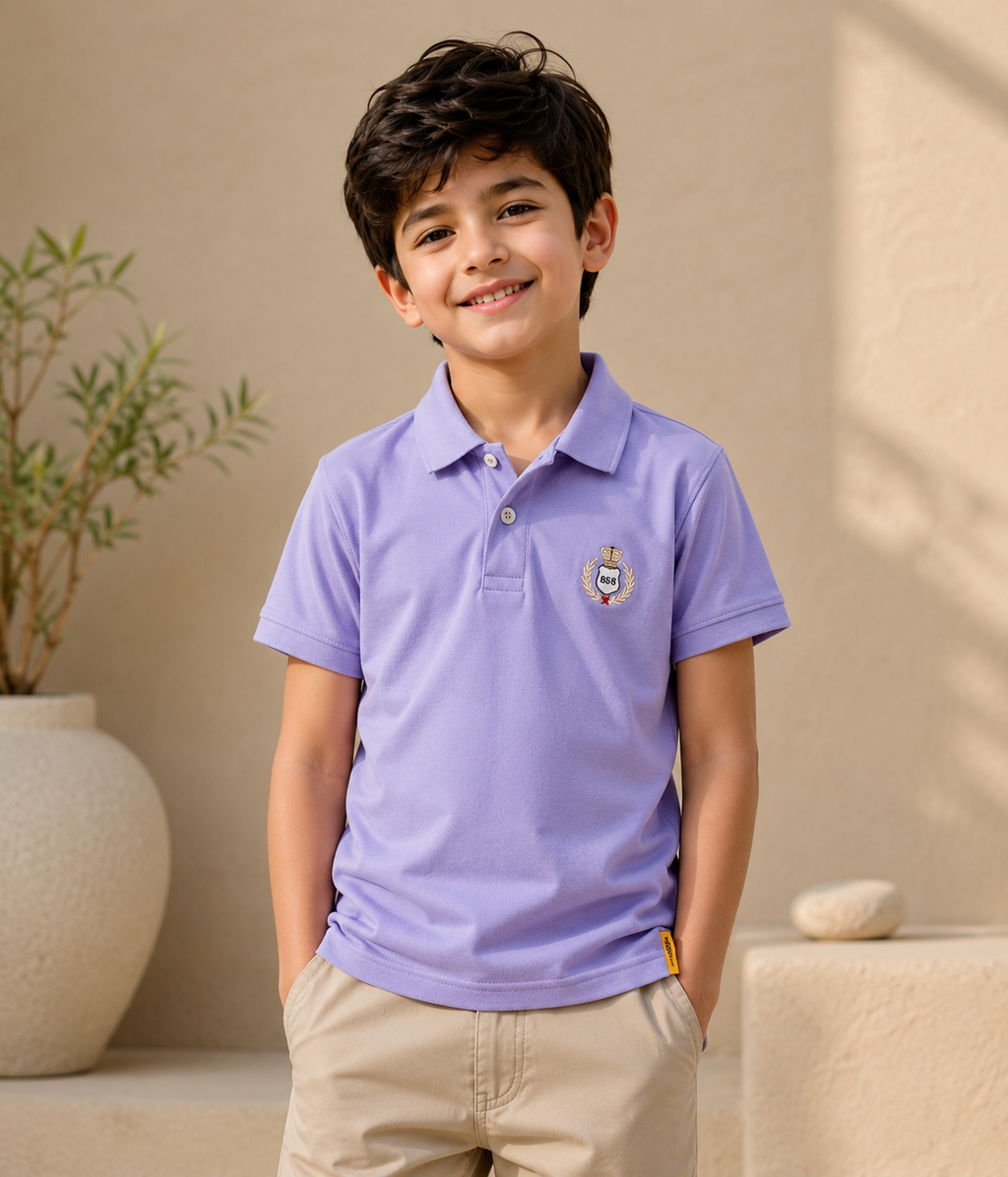 Purple Polo Shirt for Boys | Soft Cotton Half Sleeves