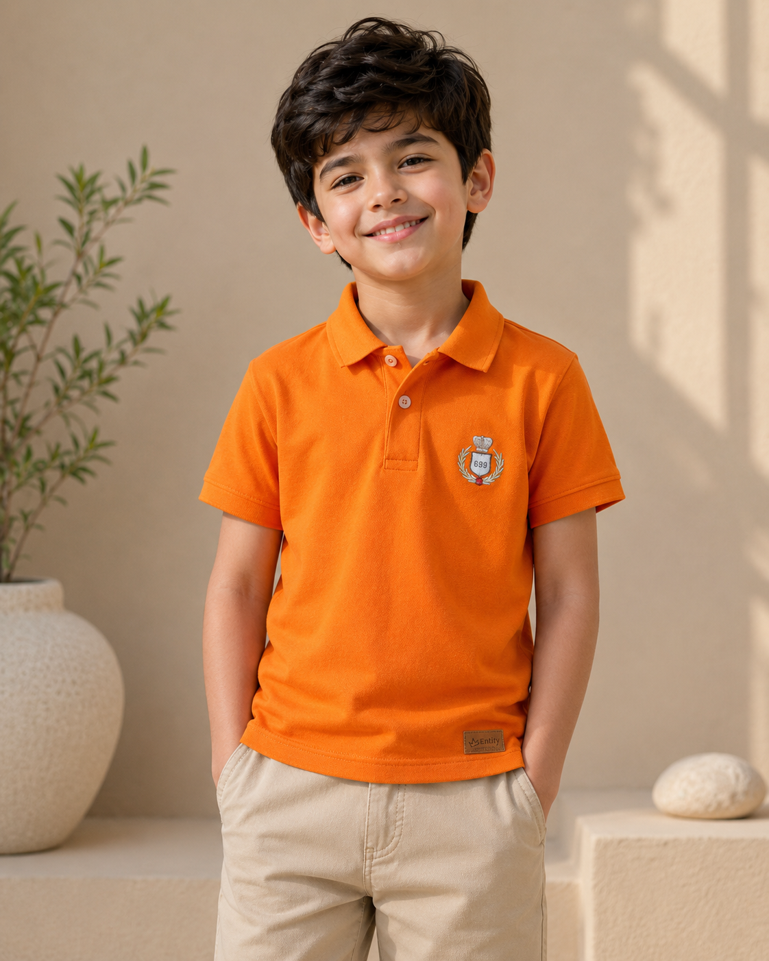 Orange Polo Shirt for Boys | Soft Cotton Half Sleeves