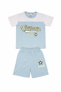 Boys California T-Shirt & Shorts Set – Blue Kids Summer Outfit with Star Print