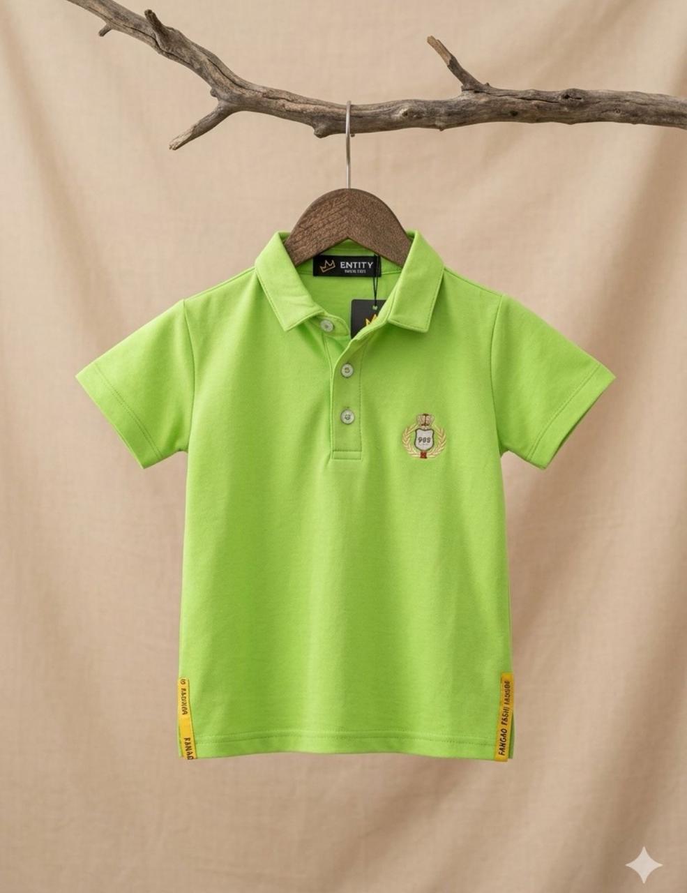 Lime Green Polo Shirt for Boys | Soft Cotton Half Sleeves