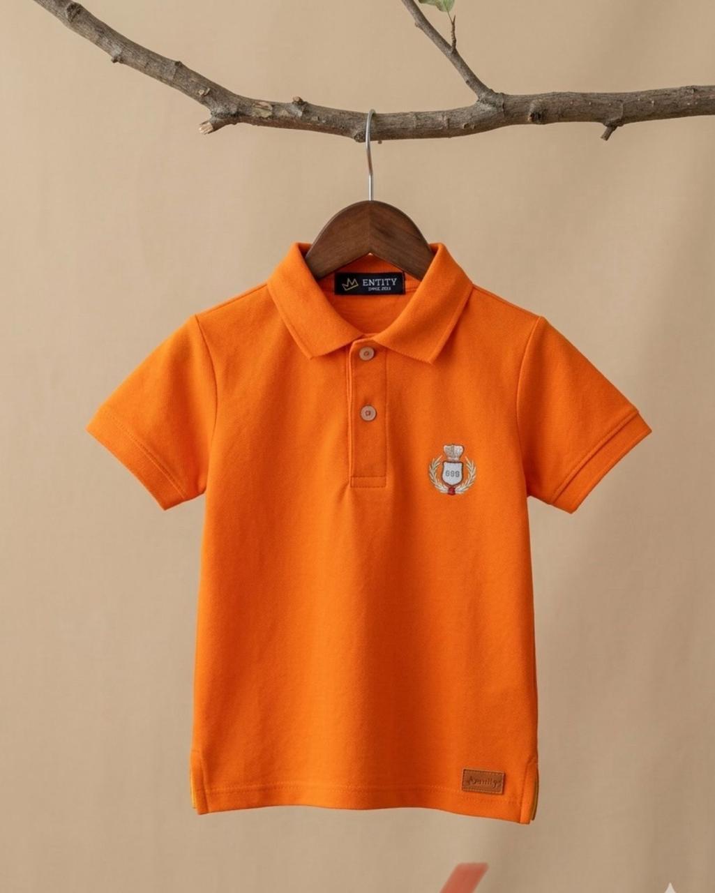 Orange Polo Shirt for Boys | Soft Cotton Half Sleeves