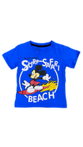 Mickey Mouse Surf Safari Kids T-Shirt – Blue Cartoon Summer Tee for Boys & Toddlers