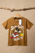 Kids T-Shirt – Surf Safari Beach Design Brown